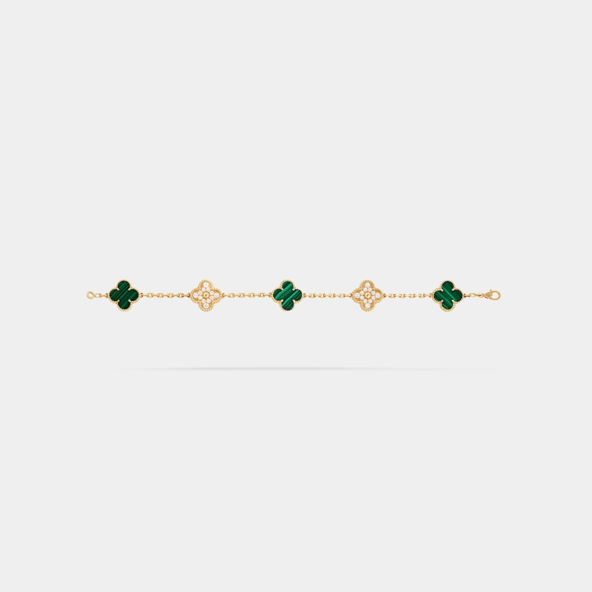 Alhambra Gold Motifs Bracelet Diamond Malachite