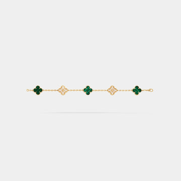 Alhambra Gold Motifs Bracelet Diamond Malachite