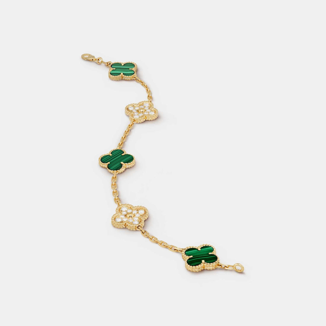 Alhambra Gold Motifs Bracelet Diamond Malachite