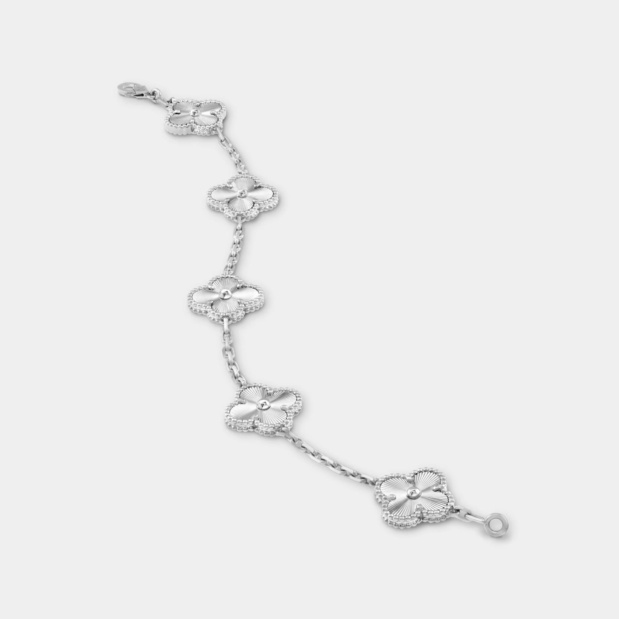 Alhambra White Gold Motifs Bracelet