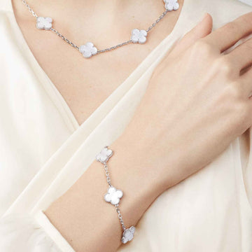 Alhambra White Gold Motifs Bracelet Mother Of Pearl