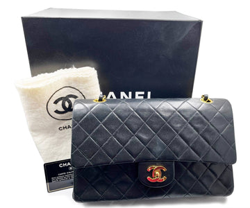 CHANEL Vintage Classic Timeless Double Flap Lambskin 10" Shoulder Bag