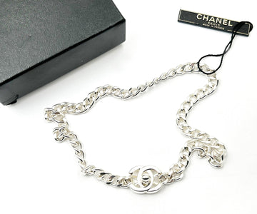 CHANEL Rare Vintage Silver CC Small Turnlock Chain Choker Necklace