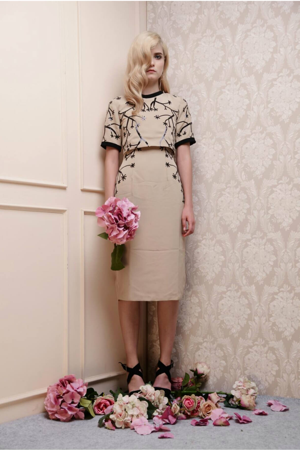 Short Sleeve Beaded Dress