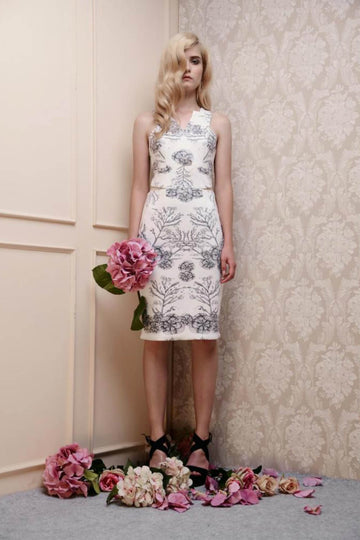 White Sleeveless Print Dress