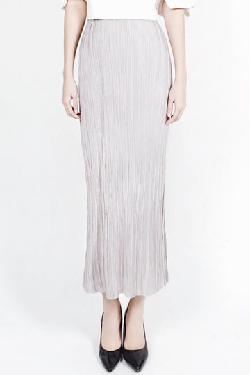 Side Slit Pleated Skirt Grey