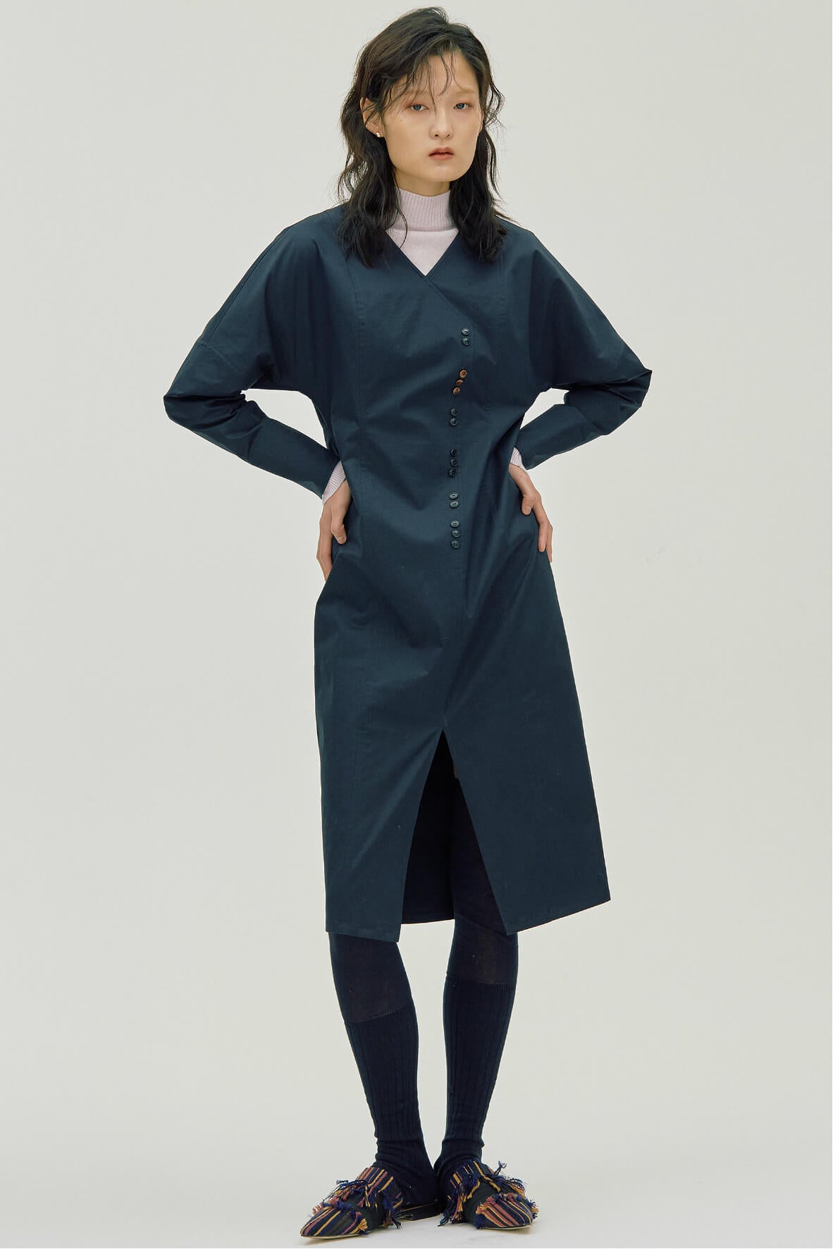 Two Three Button Dress Blue