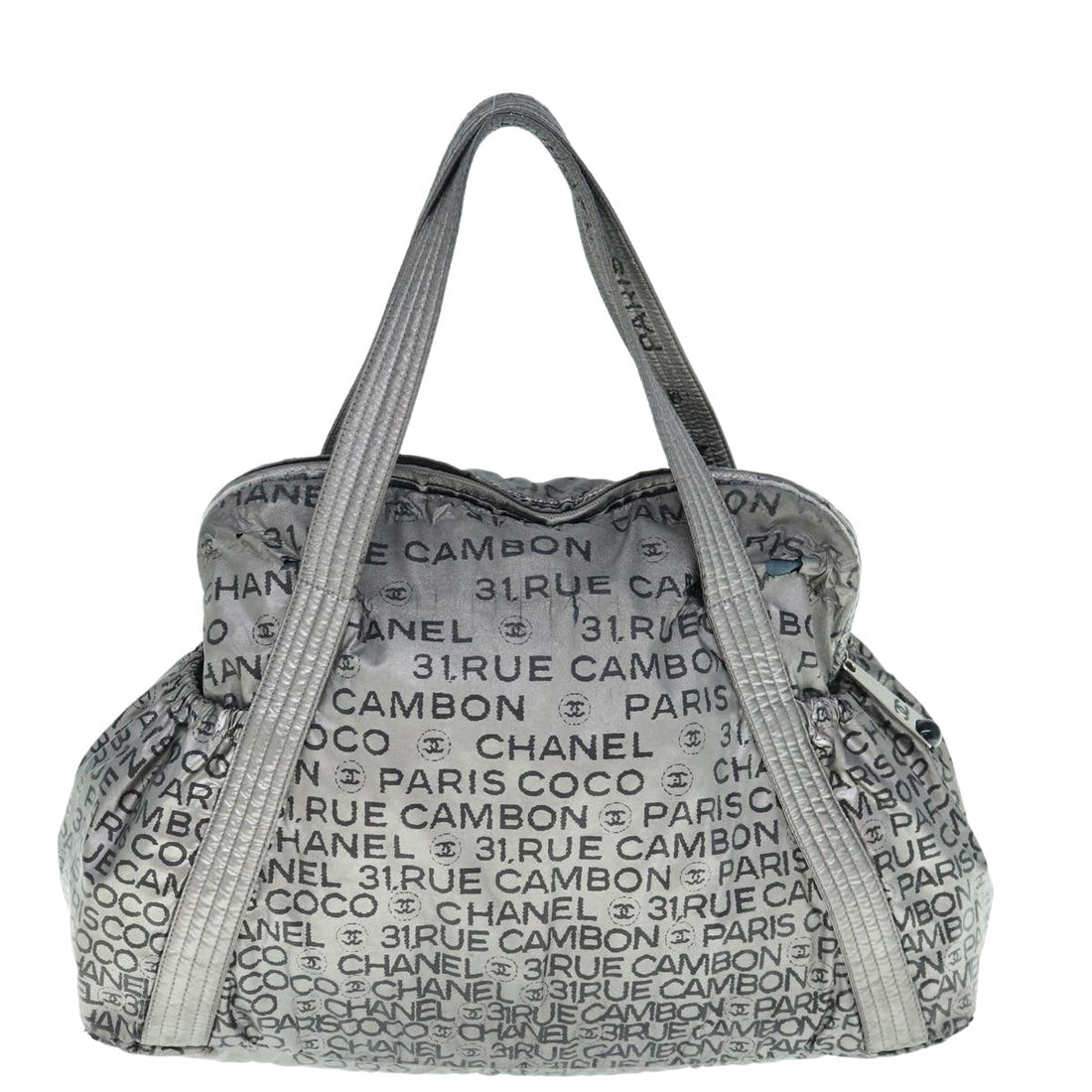 CHANEL Unlimited Shoulder Bag Nylon Silver CC Auth yb486