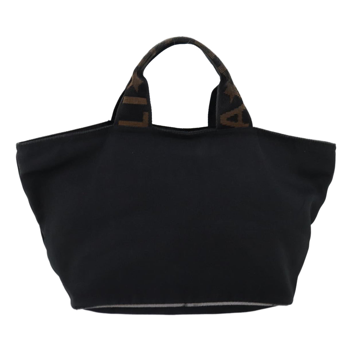 FENDI Hand Bag Canvas Black Auth yb555