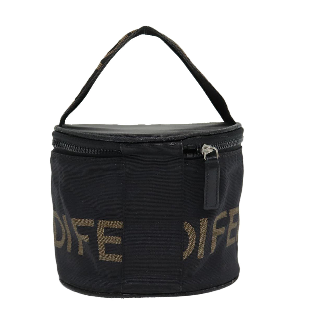 FENDI Hand Bag Canvas Brown Black Auth yb646