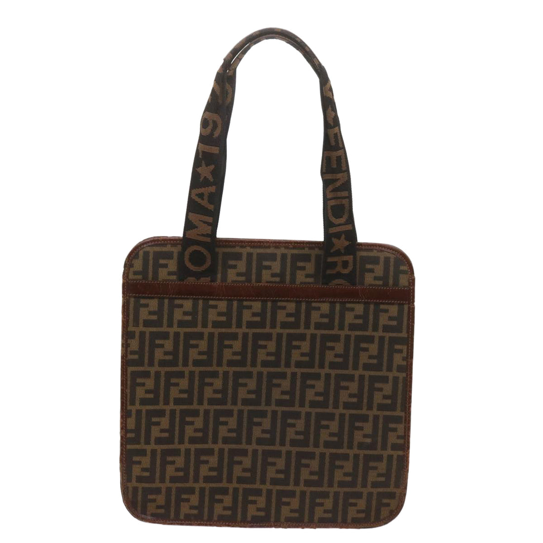 FENDI Zucca Canvas Tote Bag Black Brown Auth yk11261