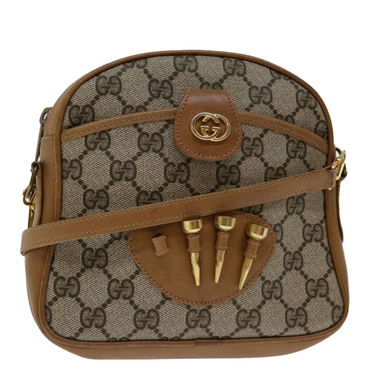 GUCCI GG Supreme Shoulder Bag PVC Beige Auth yk11326