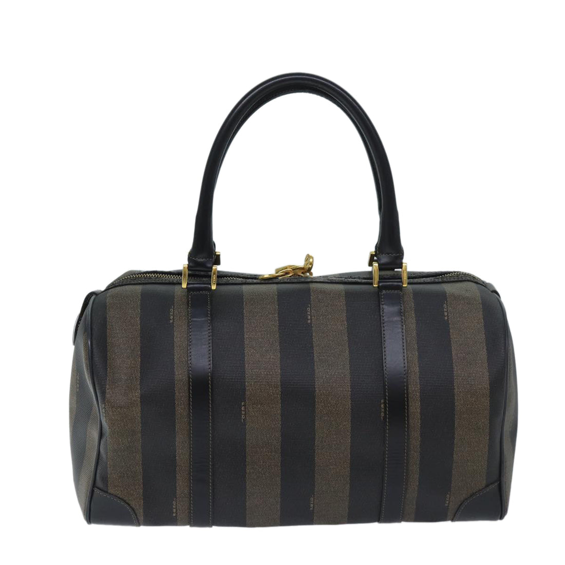 FENDI Pecan Canvas Boston Bag Brown Auth yk11462