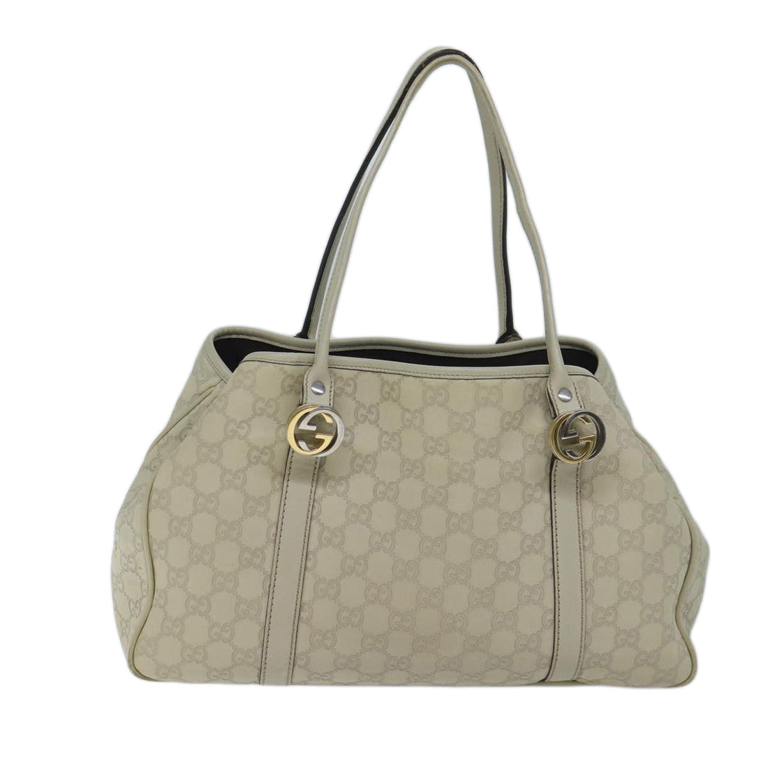 GUCCI GG Canvas ssima GG Twins Tote Bag White 232957 Auth yk11512