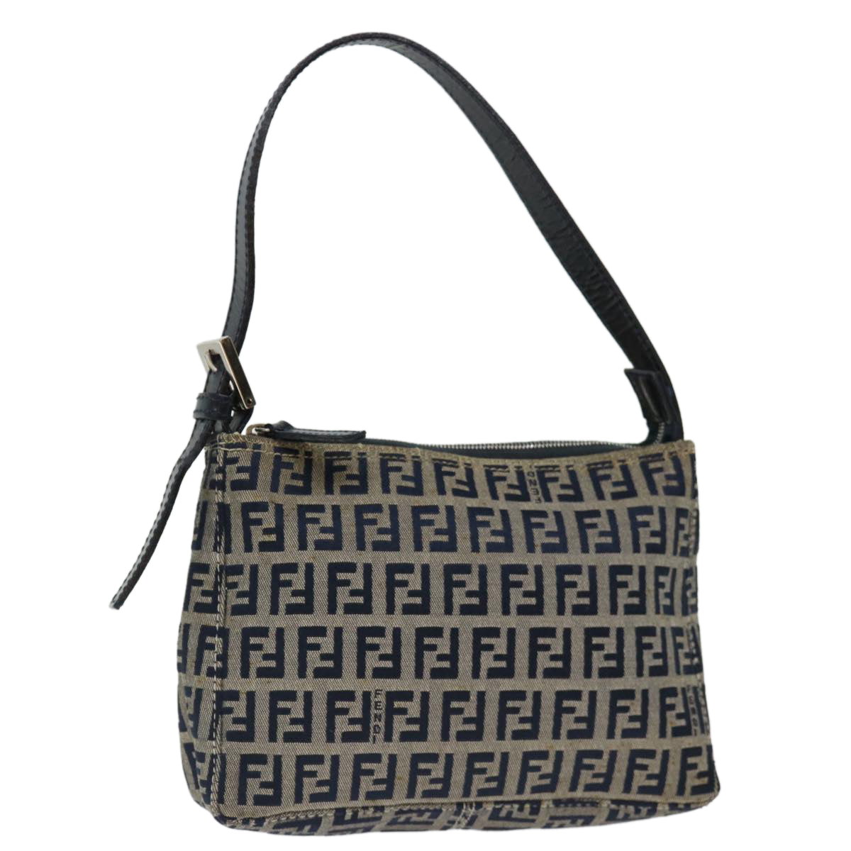 FENDI Zucchino Canvas Hand Bag Navy Auth yk11547