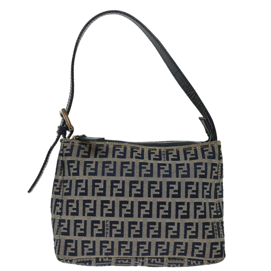 FENDI Zucchino Canvas Hand Bag Navy Auth yk11547