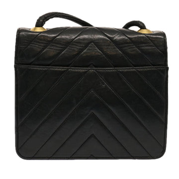 CHANEL V Stitch Shoulder Bag Lamb Skin Black CC Auth yk11681