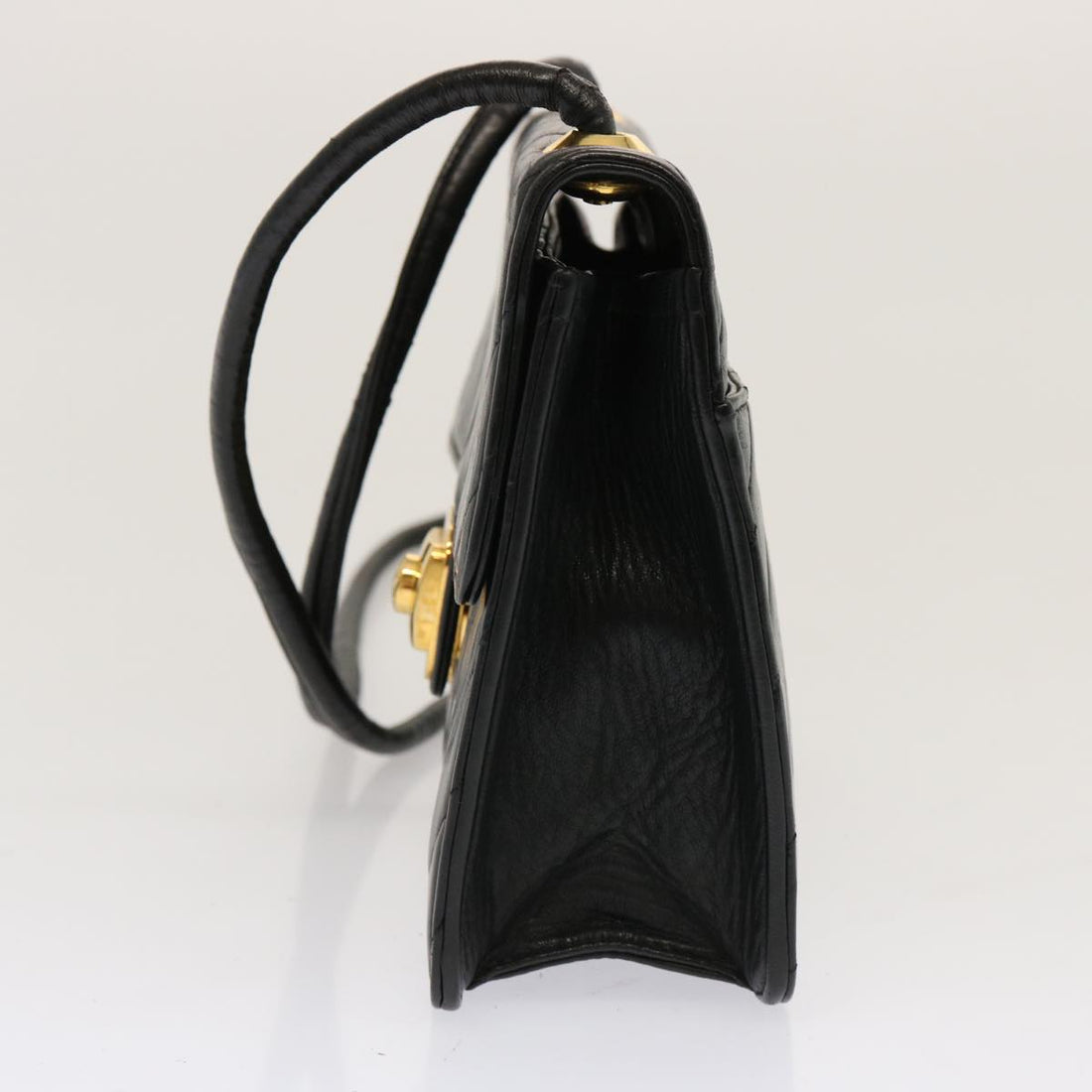 CHANEL V Stitch Shoulder Bag Lamb Skin Black CC Auth yk11681