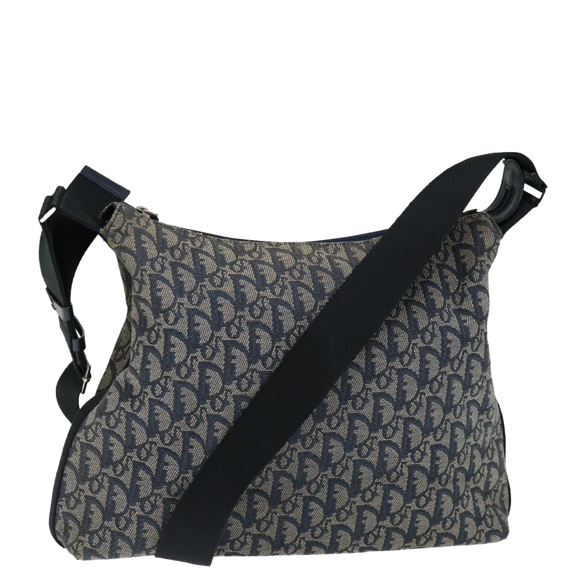 CHRISTIAN DIOR Trotter Canvas Shoulder Bag Navy Auth yk11719