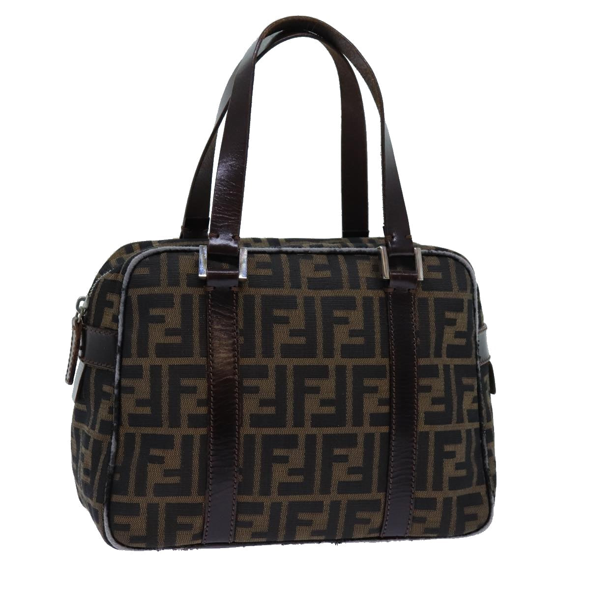 FENDI Zucca Canvas Hand Bag Brown Auth yk11732