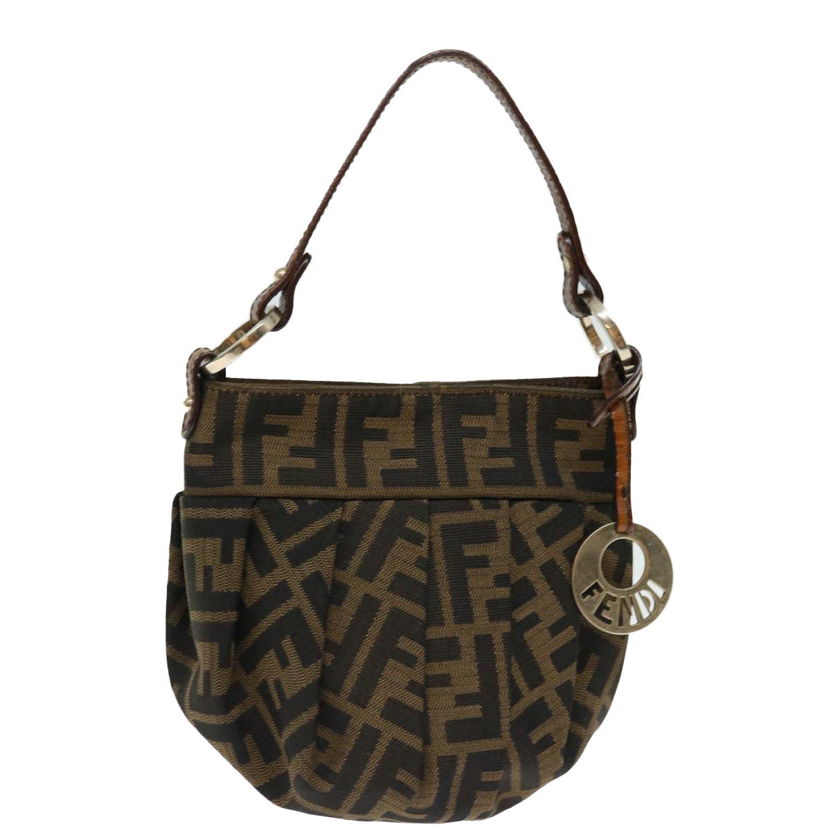 FENDI Zucca Canvas mini Hand Bag Brown Auth yk11776