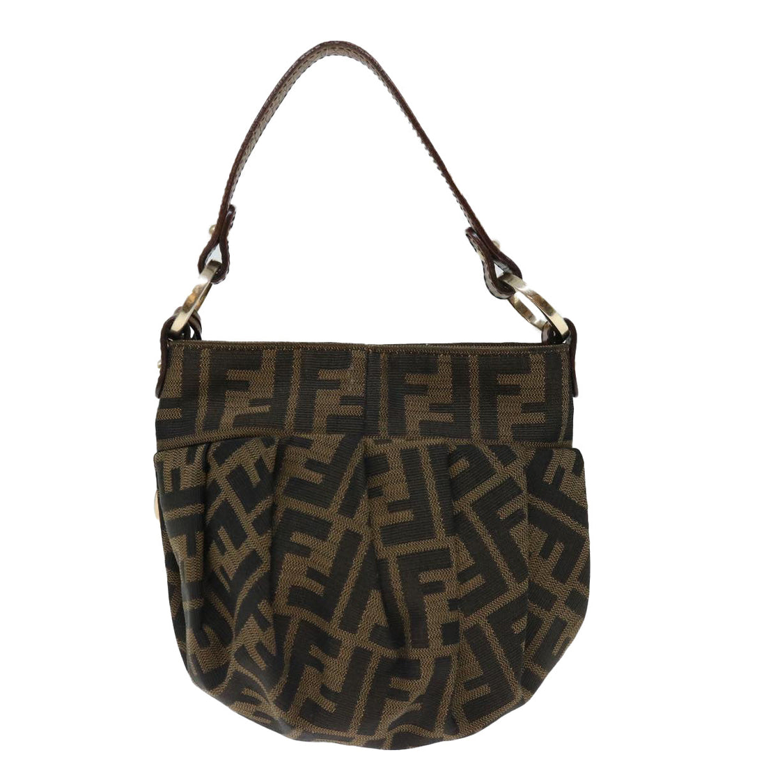 FENDI Zucca Canvas mini Hand Bag Brown Auth yk11776