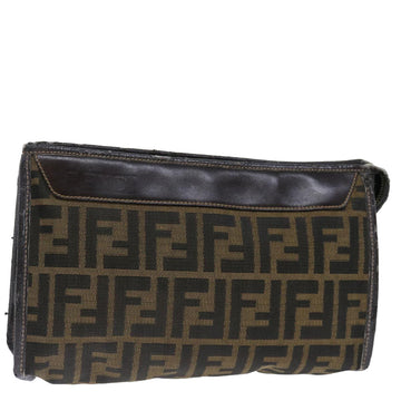 FENDI Zucca Canvas Clutch Bag Brown Auth yk11782
