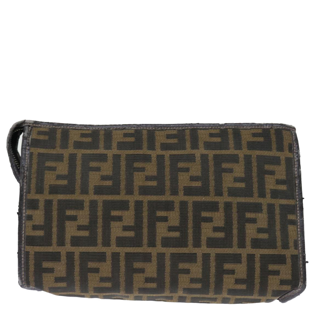 FENDI Zucca Canvas Clutch Bag Brown Auth yk11782