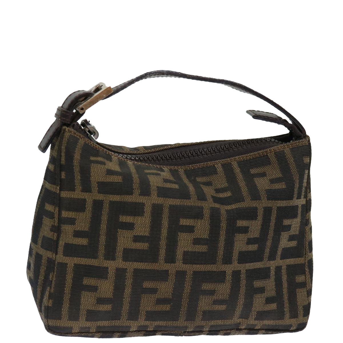 FENDI Zucca Canvas Hand Bag Brown Auth yk11812