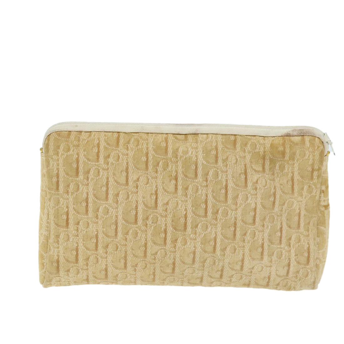 CHRISTIAN DIOR Trotter Canvas Clutch Bag Beige Auth yk12284