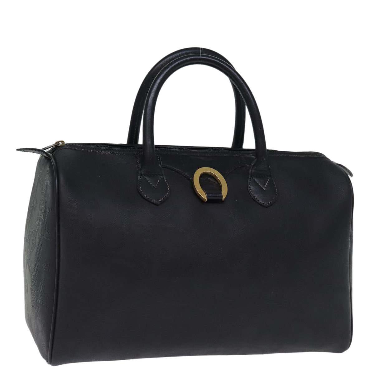 CHRISTIAN DIOR Trotter Canvas Boston Bag Black Auth yk12582