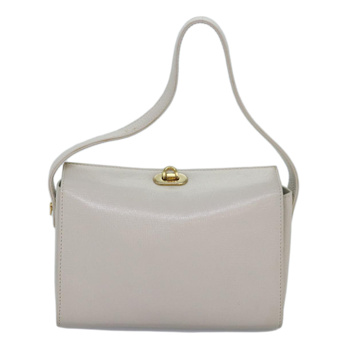 FENDI Hand Bag Leather 2way White Auth yk12624
