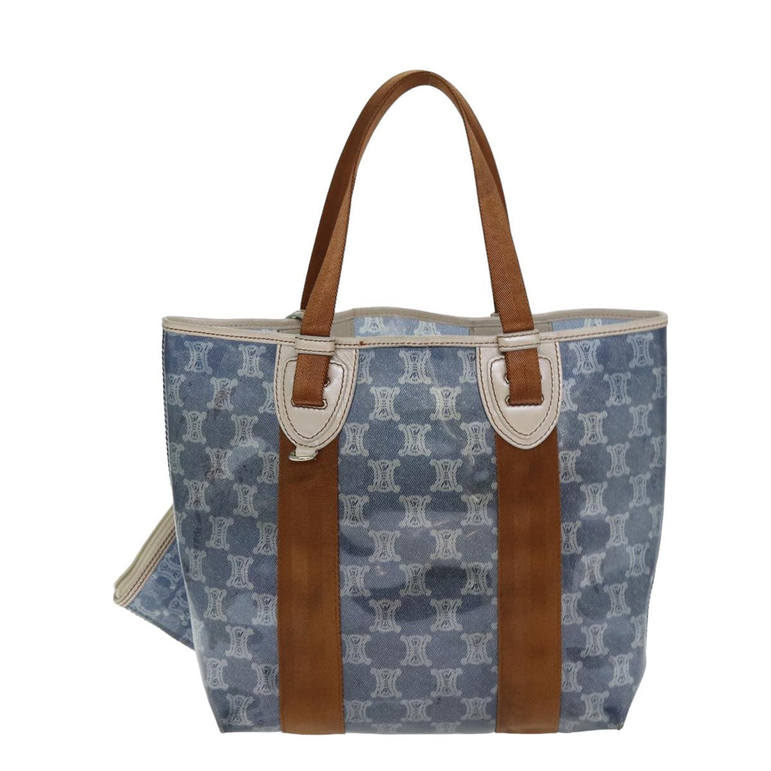 CELINE Paris Macadam Canvas Tote Bag Vinyl Blue Auth yk13336