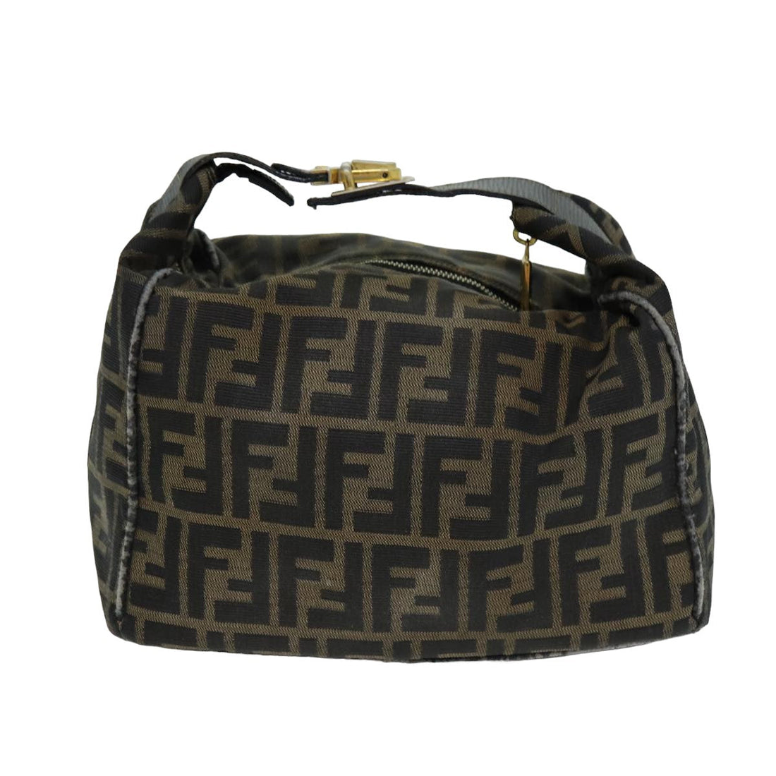 FENDI Zucca Canvas Hand Bag Brown Black Auth yk13473