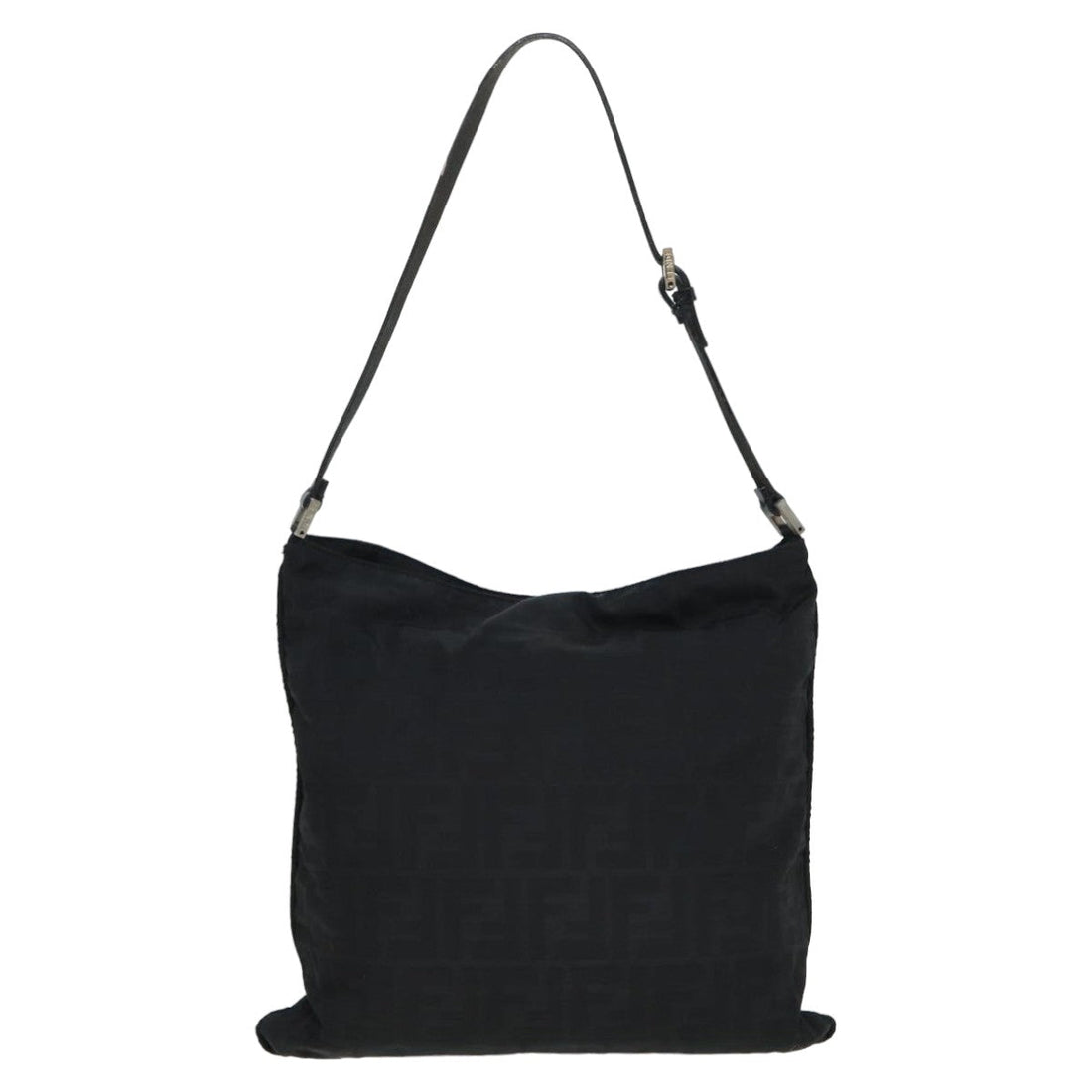 FENDI Zucca Canvas Shoulder Bag Black Auth yk13590