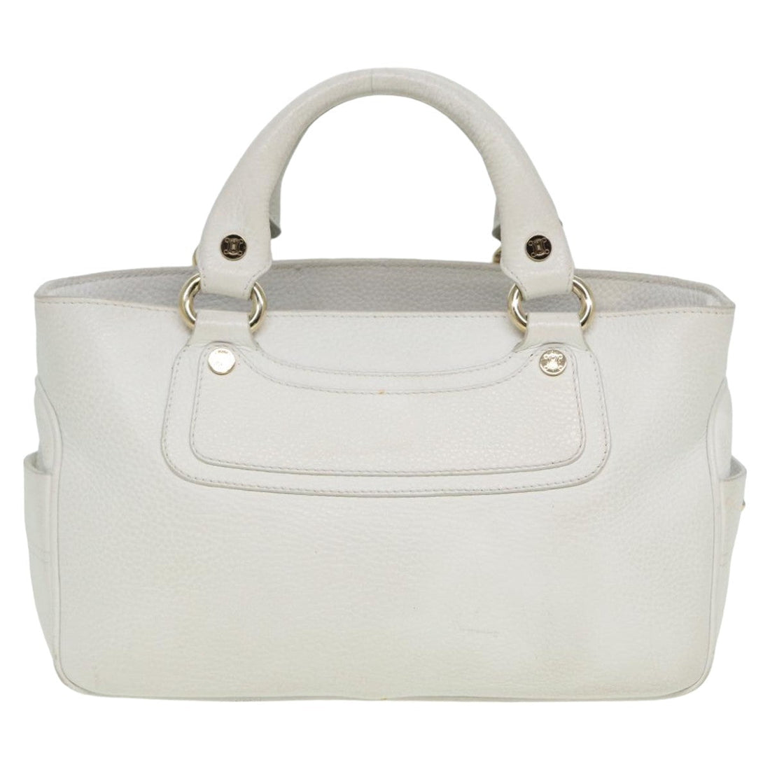 CELINE Boogie bag Hand Bag Leather White Auth yk13610