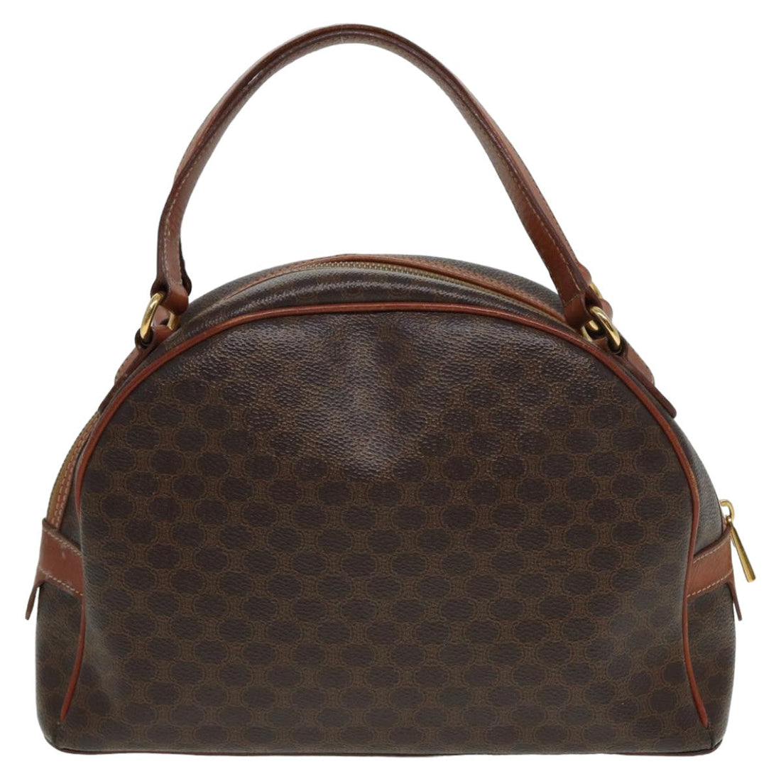 CELINE Macadam Canvas Hand Bag PVC Leather Brown Auth yk13638