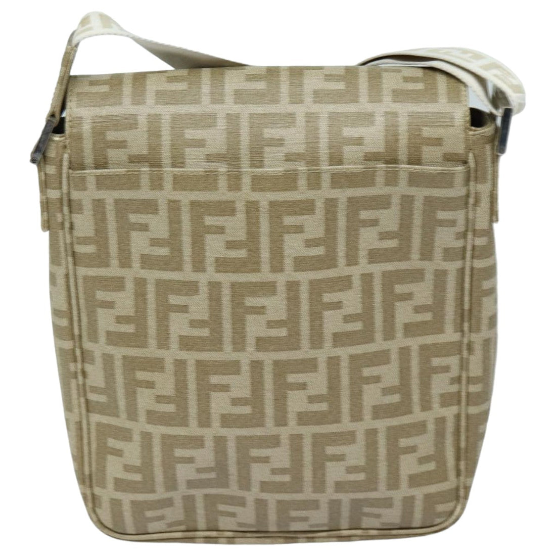 FENDI Zucca Canvas Shoulder Bag Beige Auth yk13683