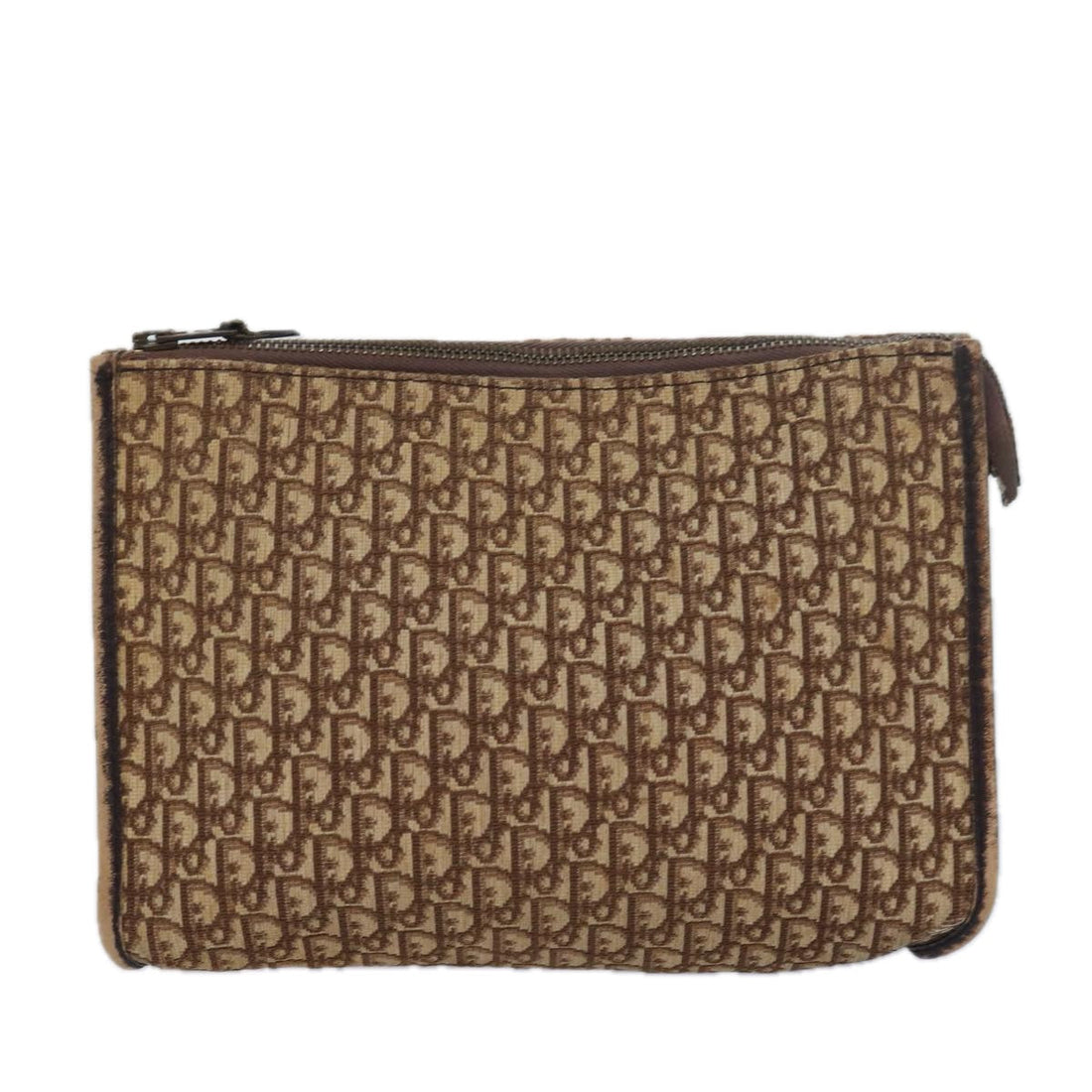 CHRISTIAN DIOR Trotter Canvas Clutch Bag Brown Auth yk13988