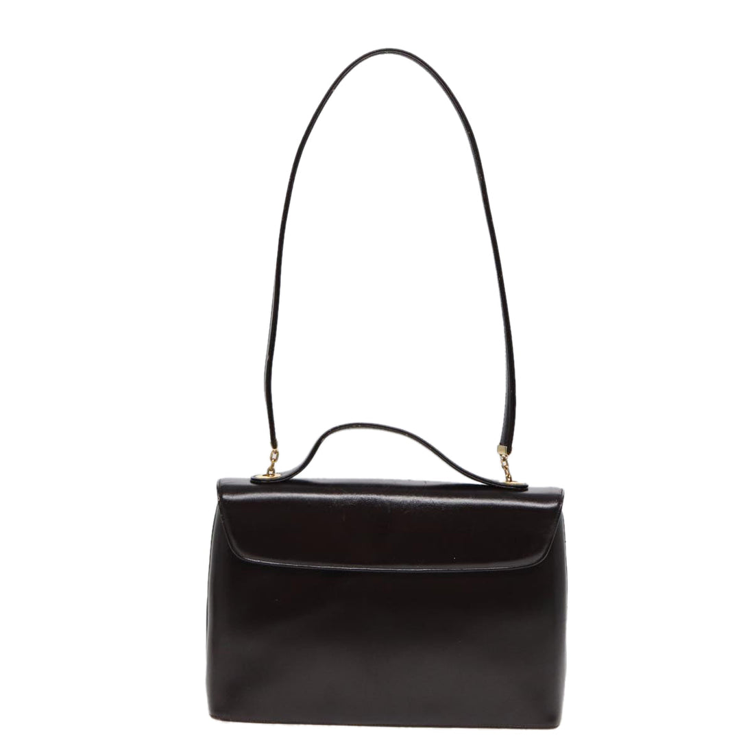 CHRISTIAN DIOR Hand Bag Leather 2way Brown Gold Auth yk14414