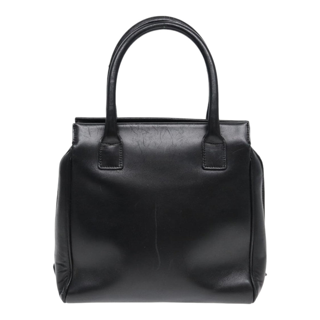 CHRISTIAN DIOR Hand Bag Leather Black Gold Auth yk14415