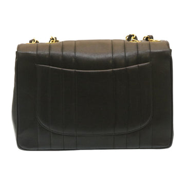 Chanel Mademoiselle Big COCO Mark Chain ShoulderBag Lamb Skin Black Auth yk4080A