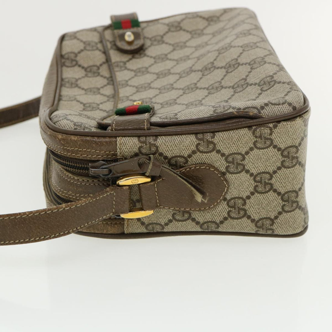 GUCCI GG Canvas Web Sherry Line Shoulder Bag Beige Red Green  yk5378