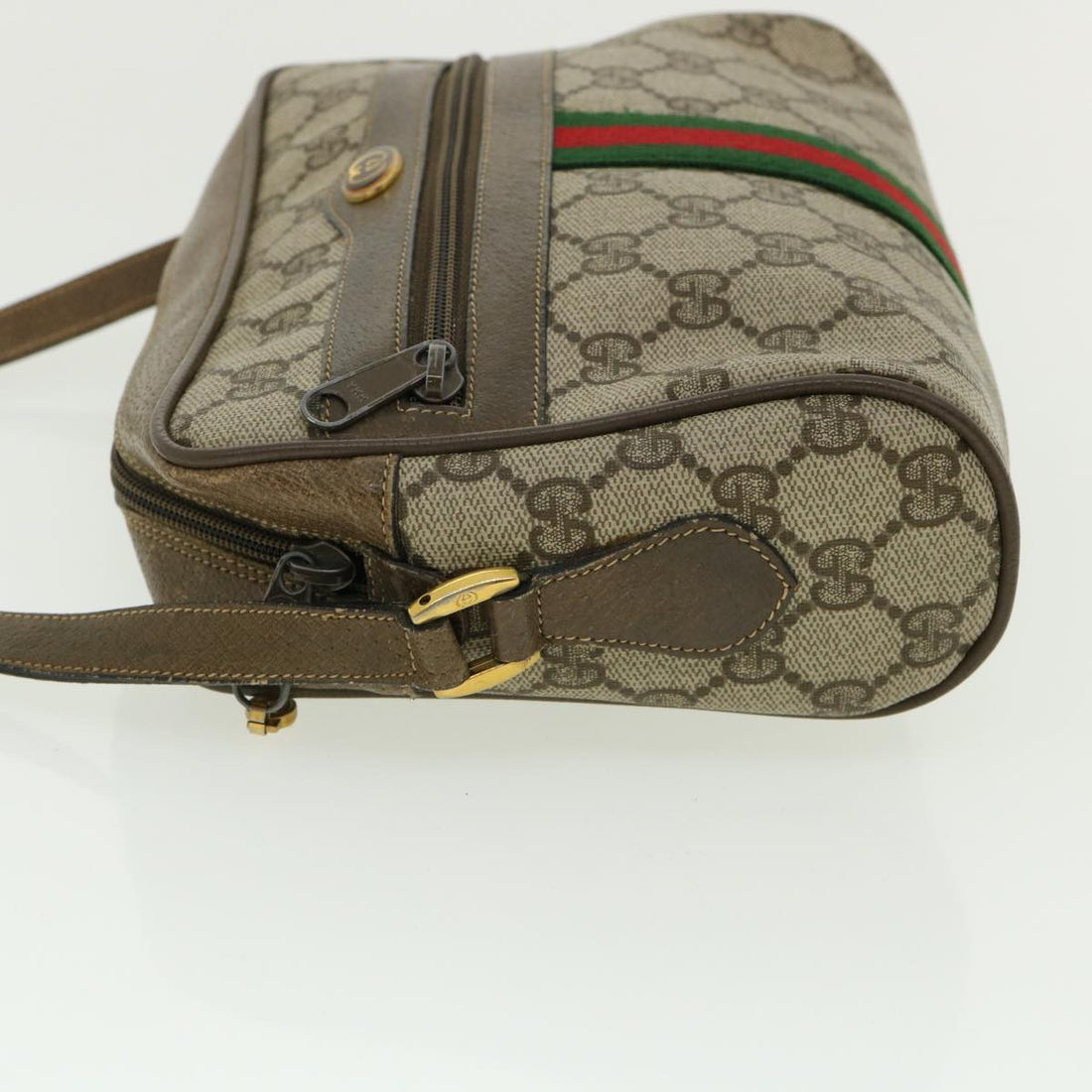 GUCCI GG Canvas Web Sherry Line Shoulder Bag Beige Green 98.02.004  yk5881B