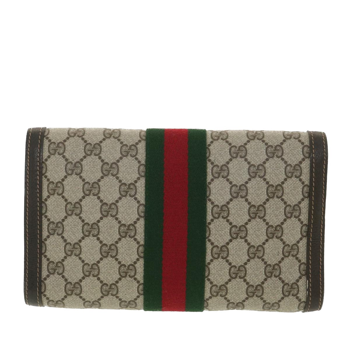 GUCCI GG Canvas Web Sherry Line Clutch Bag Beige Red Green 41.014  yk6142B