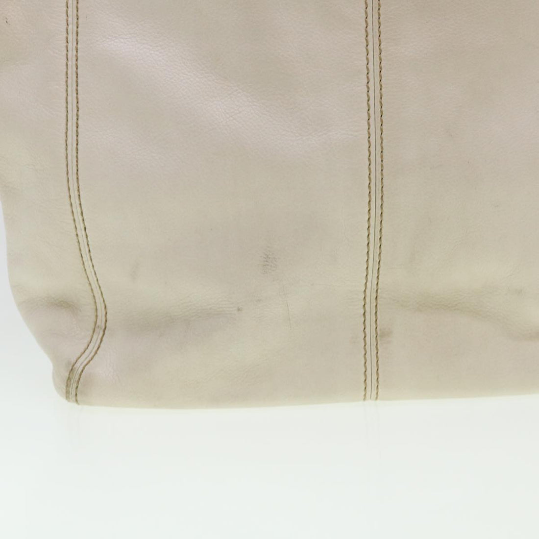 Chanel Wood Chain Tote Bag Caviar Skin White Brown CC  yk6580