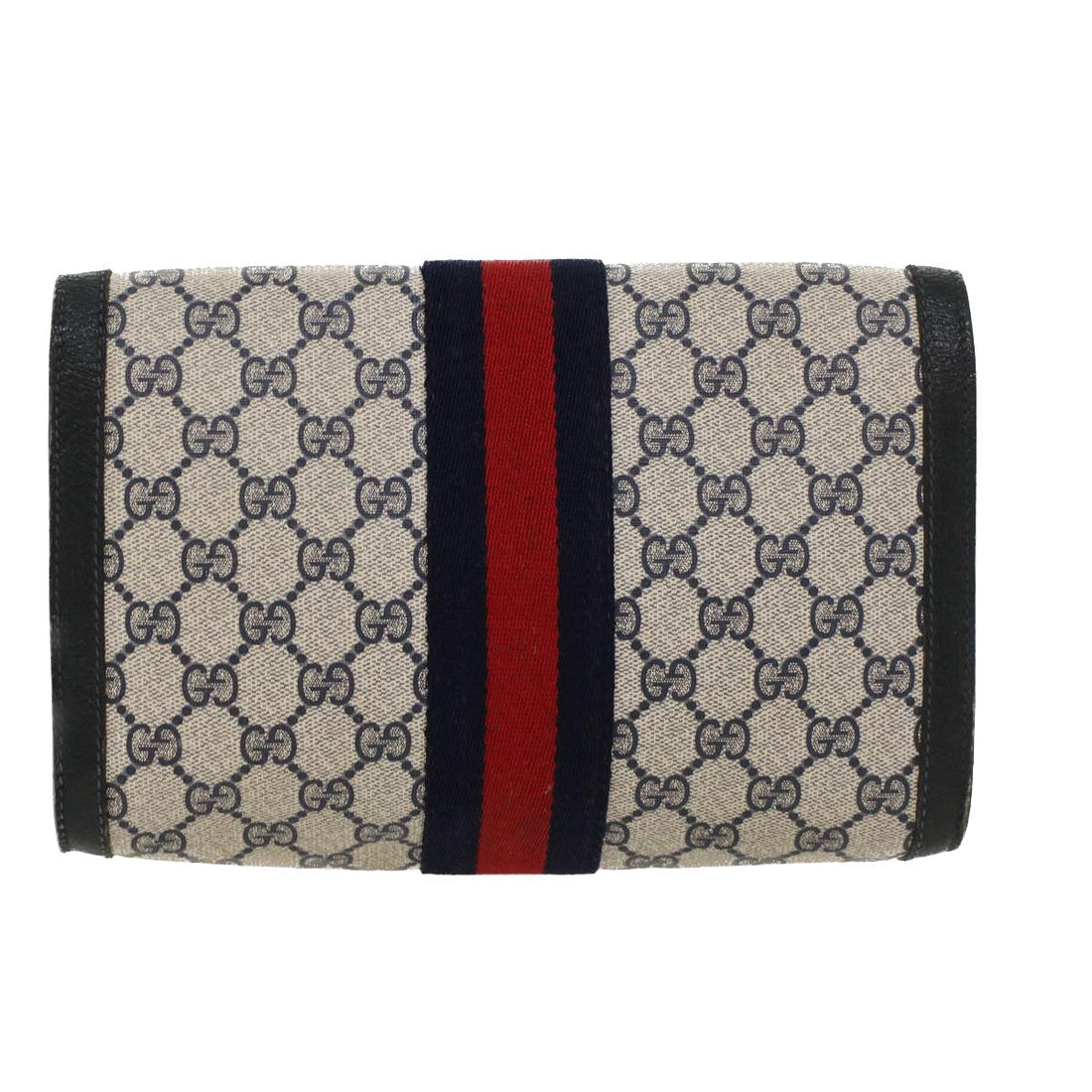GUCCI GG Canvas Sherry Line Clutch Bag PVC Leather Gray Red Navy  yk7169