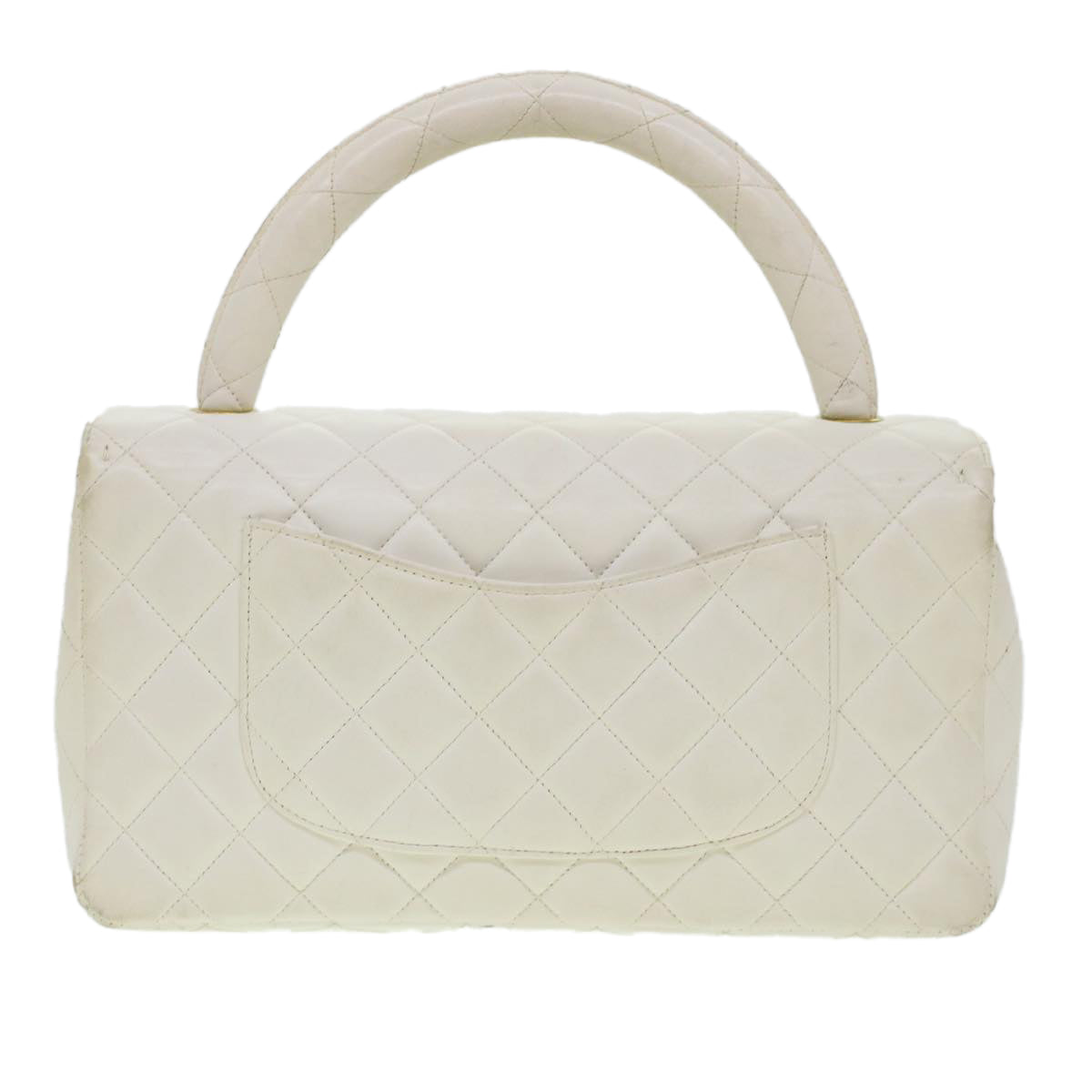 Chanel Child Bag Hand Bag Lamb Skin White CC  yk7389B