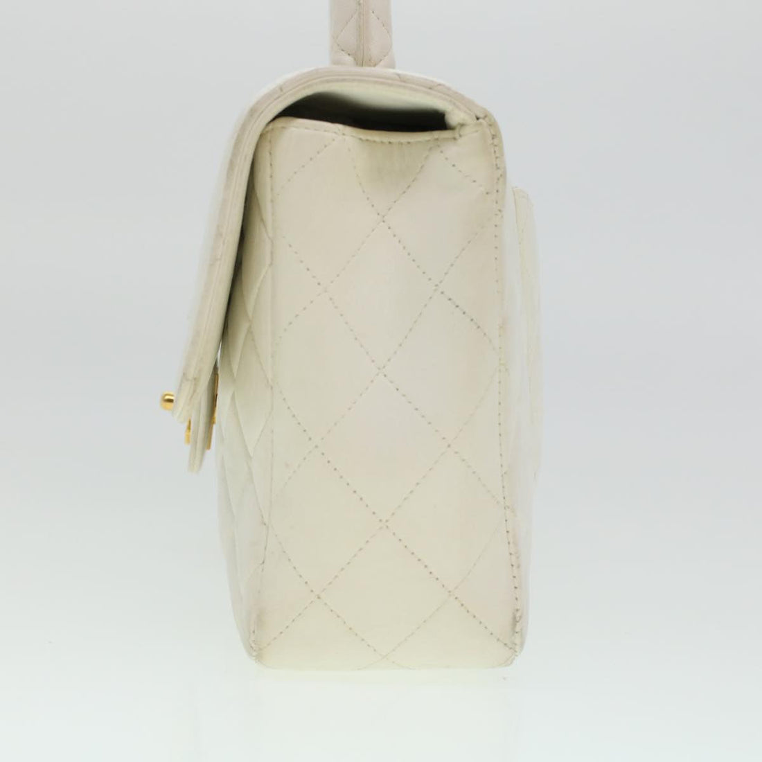 Chanel Child Bag Hand Bag Lamb Skin White CC  yk7389B