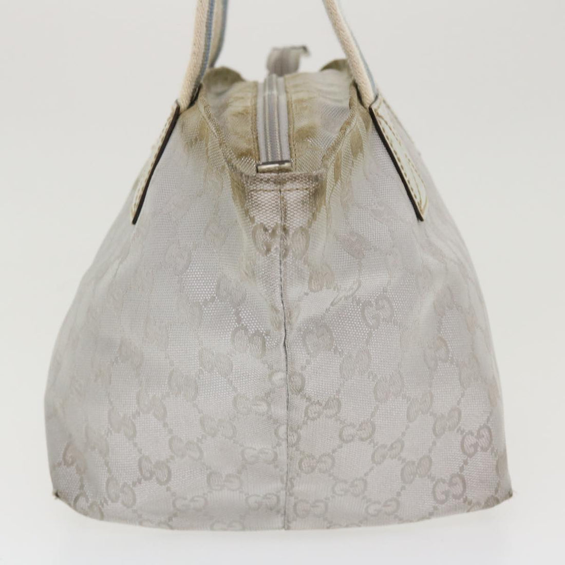GUCCI GG Canvas Sherry Line Tote Bag Silver Blue gray 131223  yt974